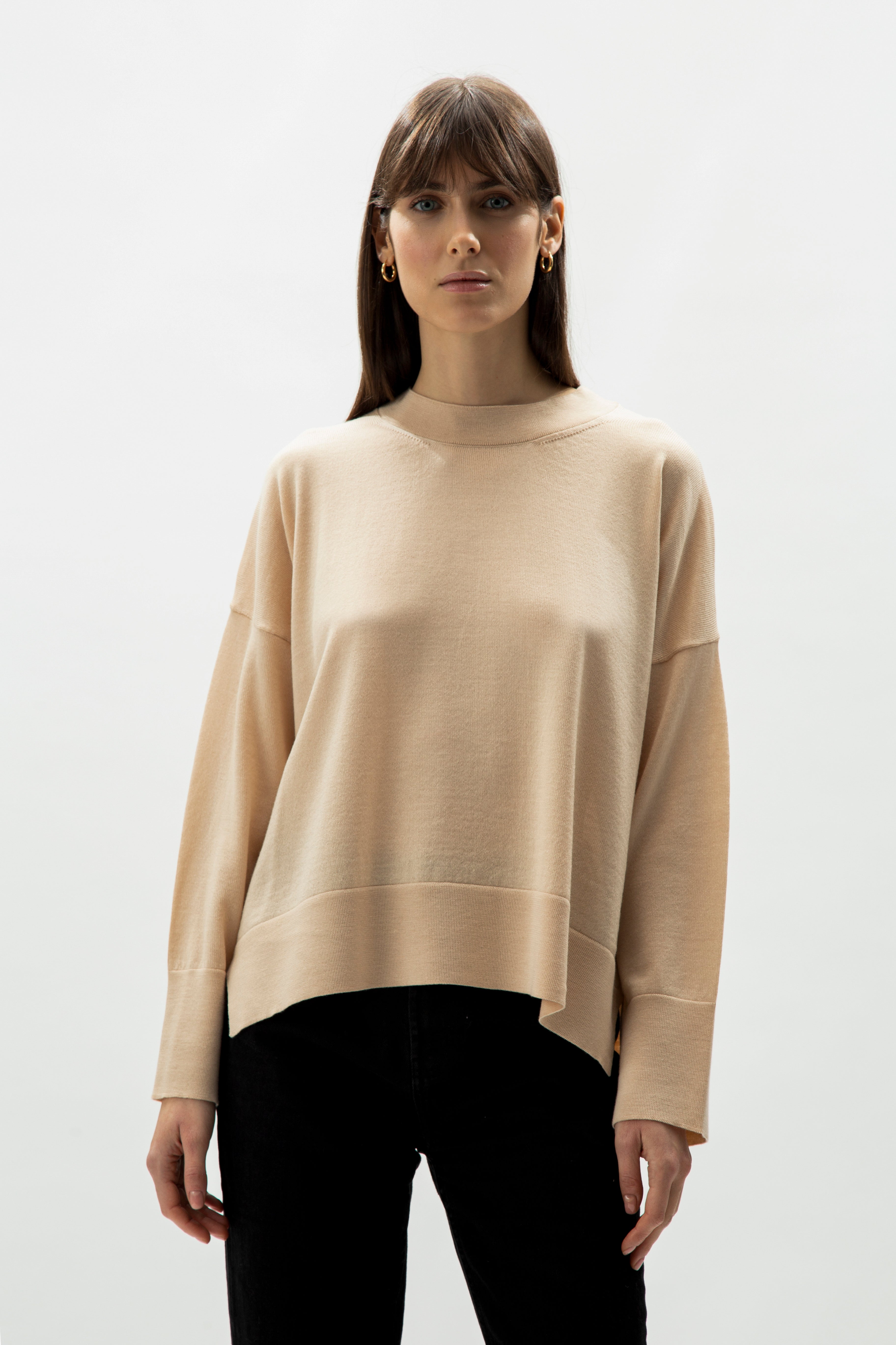 Extra Fine Merino Wool Oversized Crewneck Sweater 