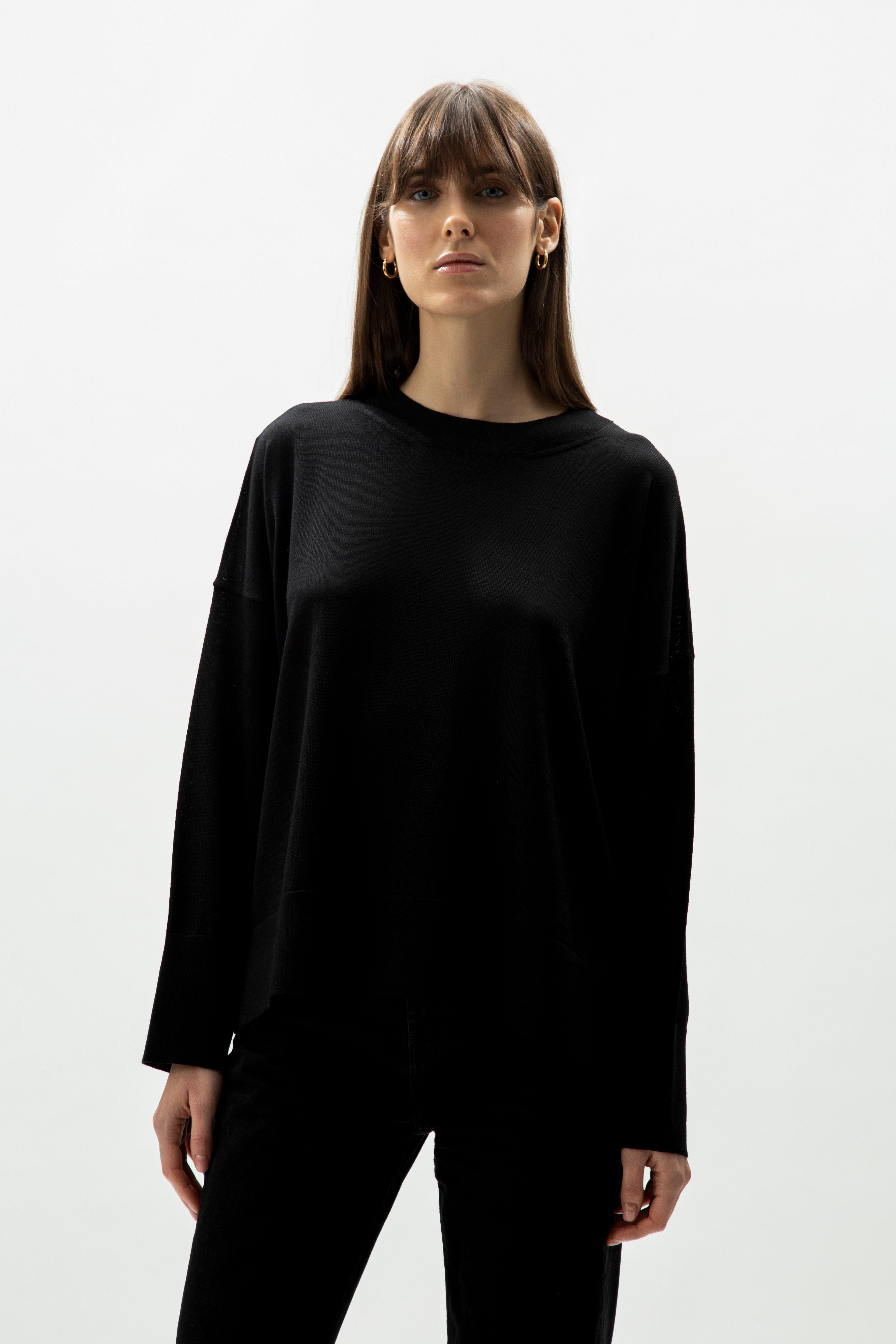 Extra Fine Merino Wool Oversized Crewneck Sweater 
