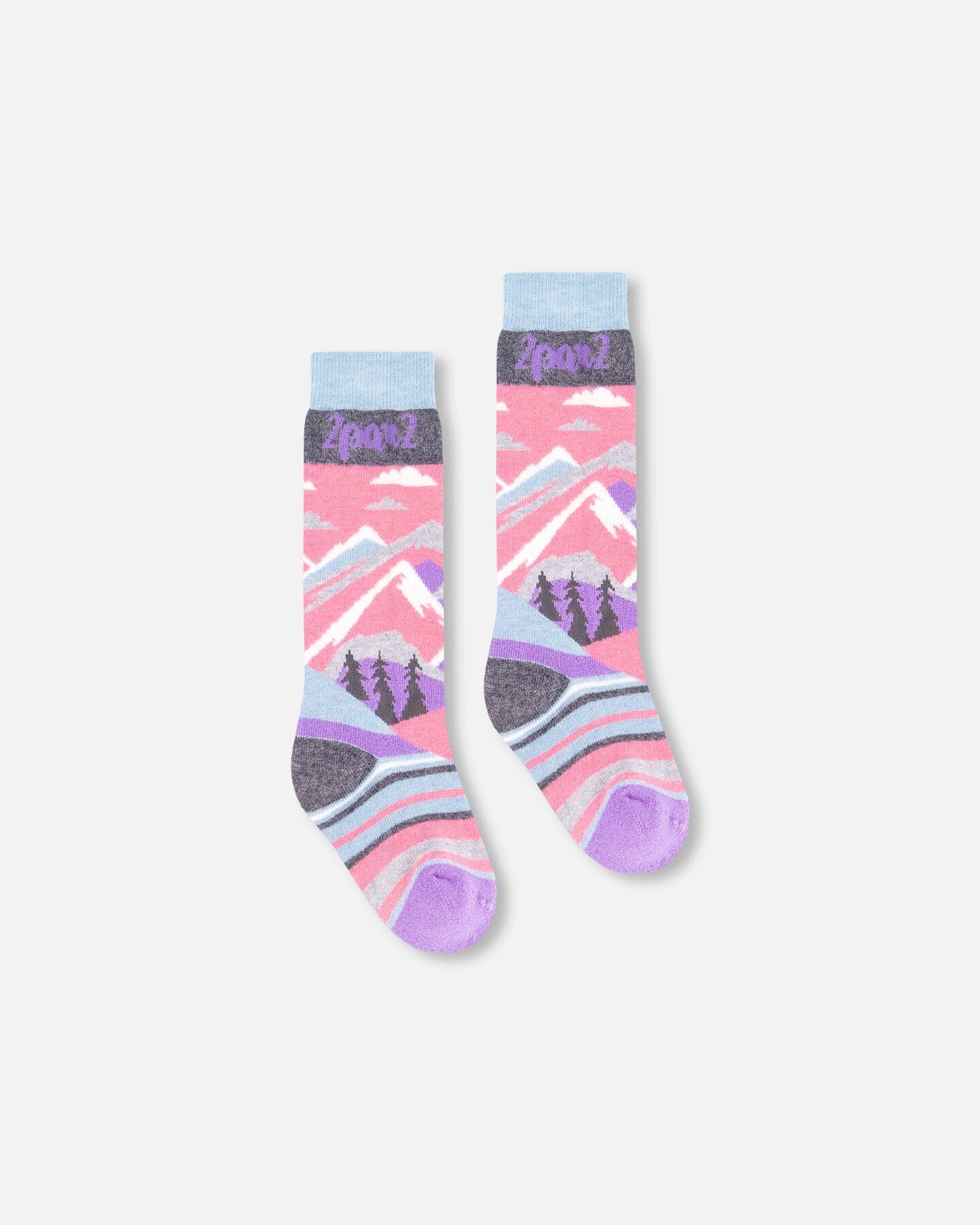 Winter Ski Socks With Merino Wool Pink
