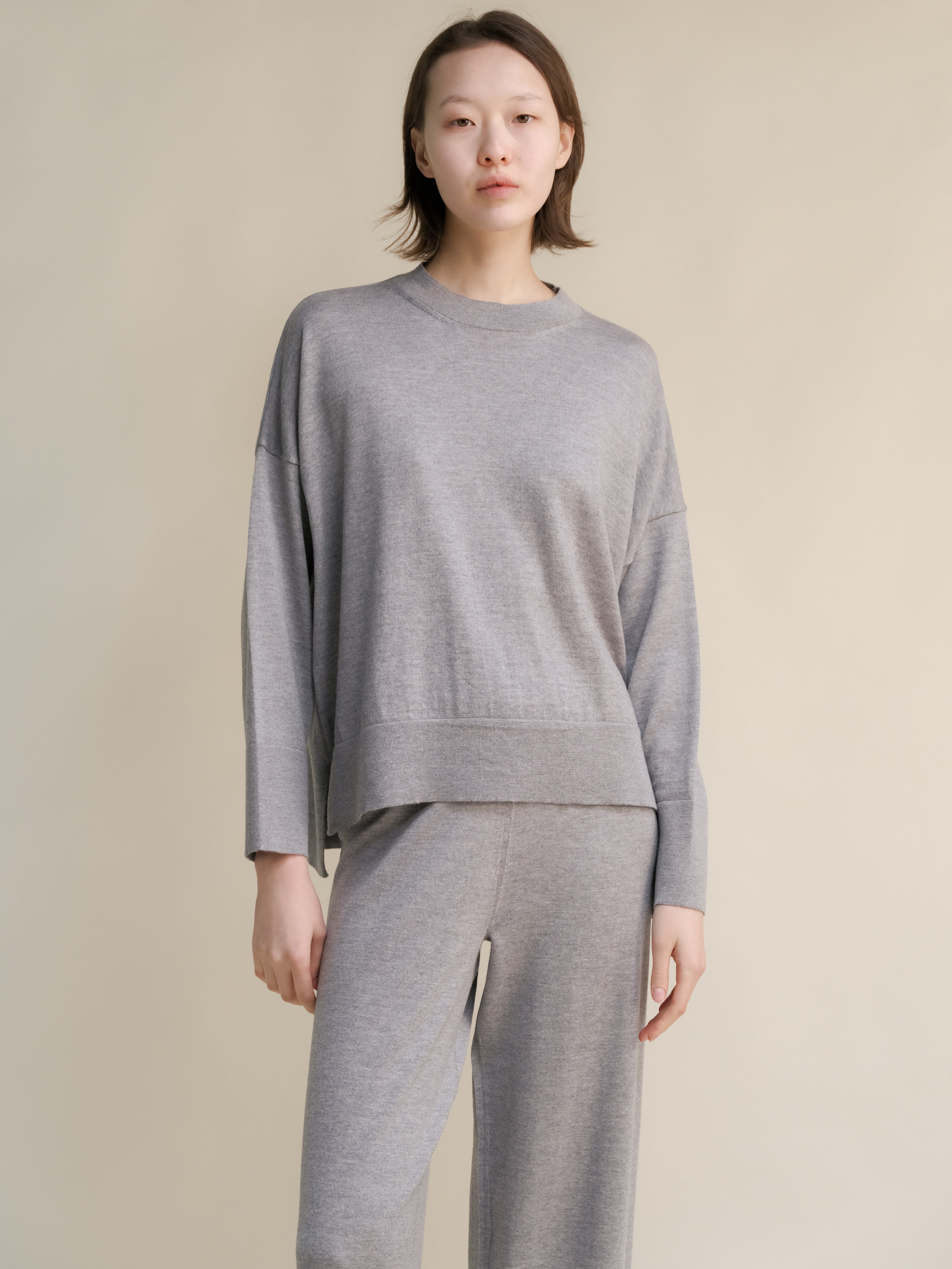 Extra Fine Merino Wool Oversized Crewneck Sweater 