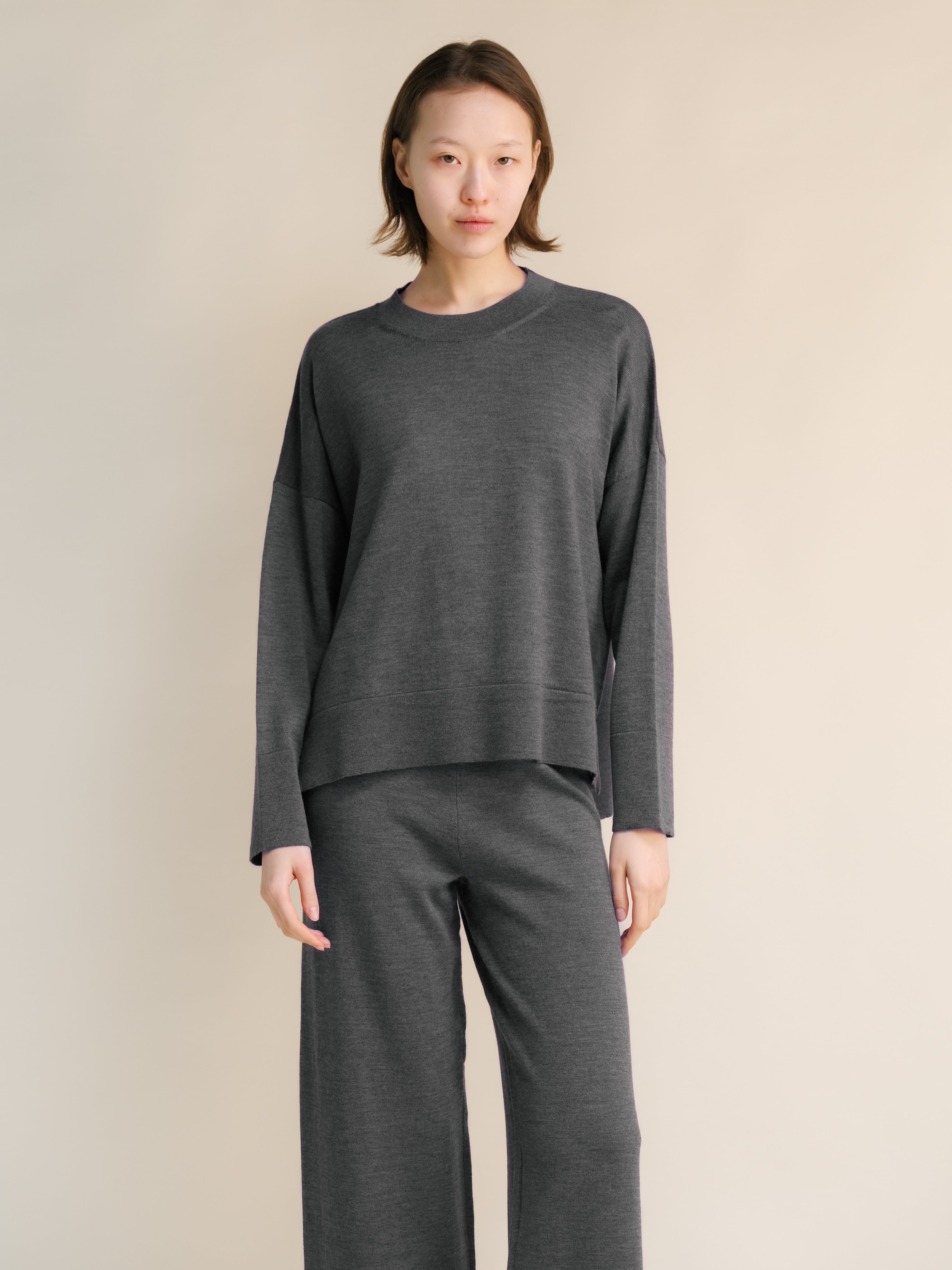 Extra Fine Merino Wool Oversized Crewneck Sweater 