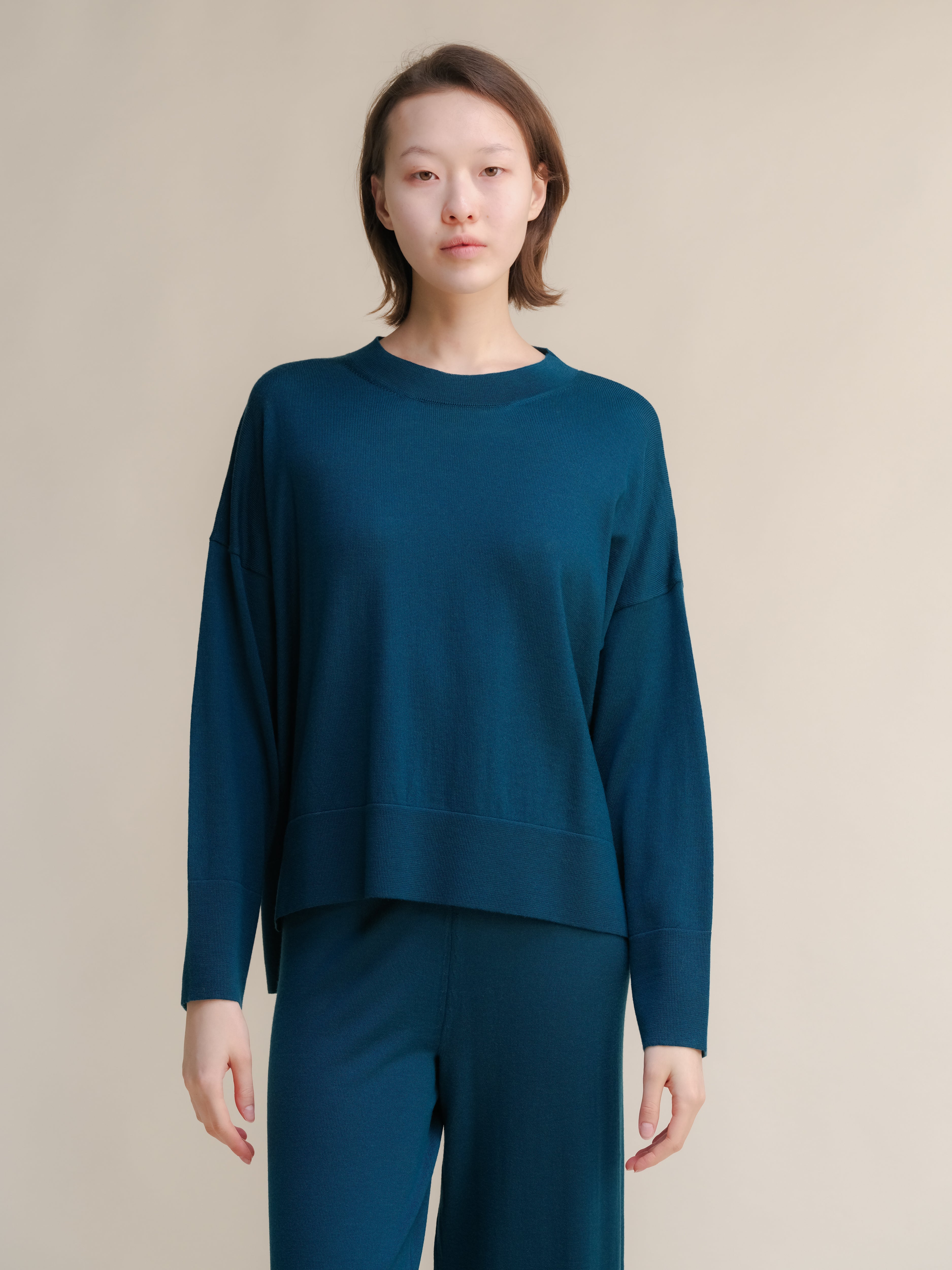 Extra Fine Merino Wool Oversized Crewneck Sweater 
