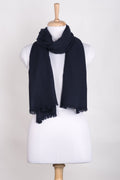Diamond Weave Merino Wool Scarf - Navy